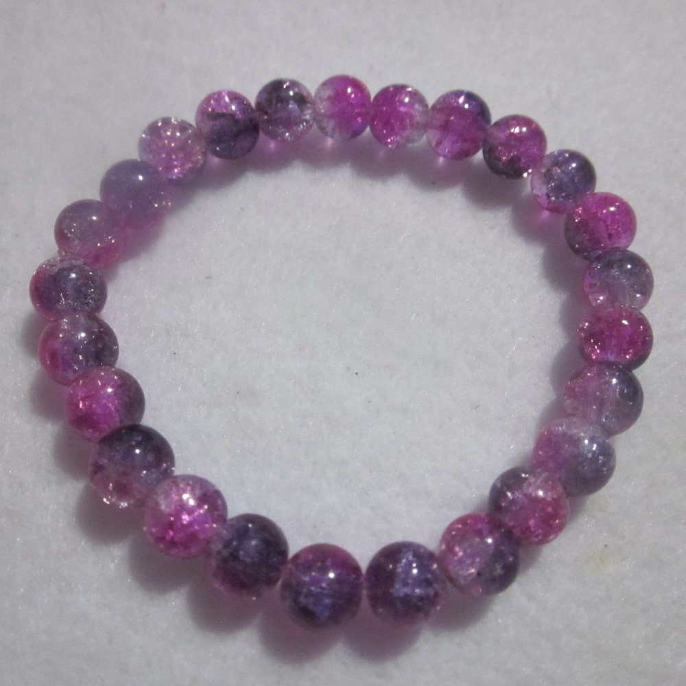 Two Tone Pink & Purple Stretch Crackle Bracelet